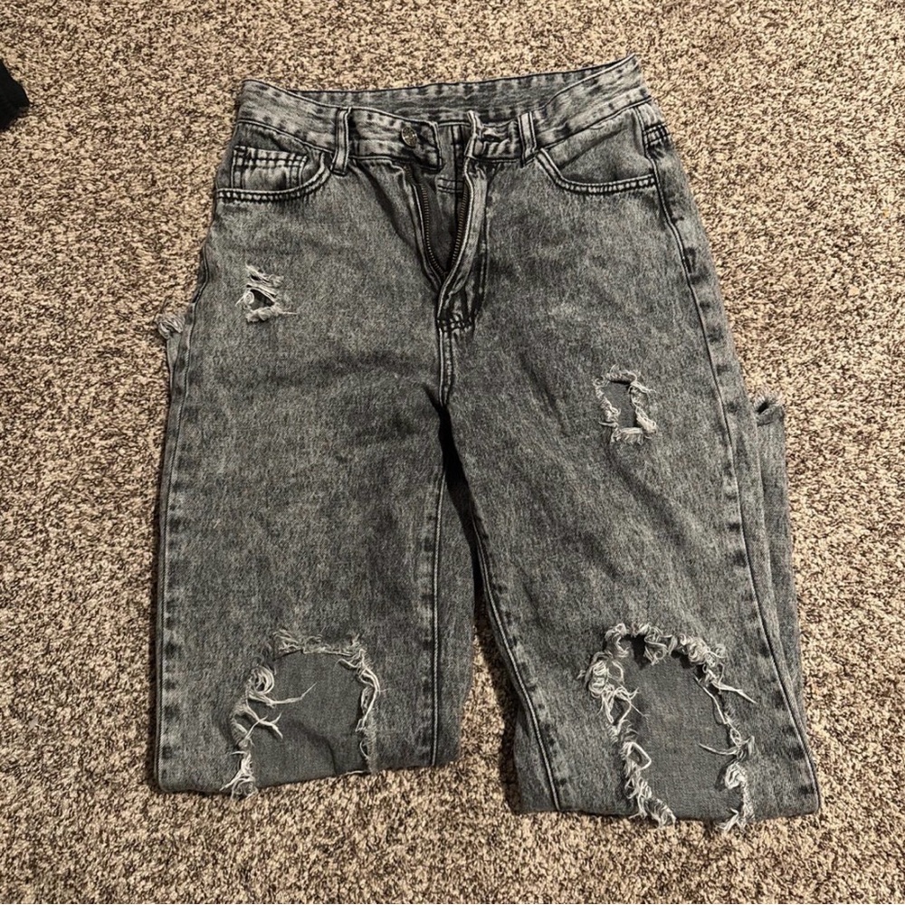 SHEIN Black and Gray Acid Wash Jeans